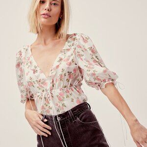 for love and lemons Ganache Button Blouse creme rose